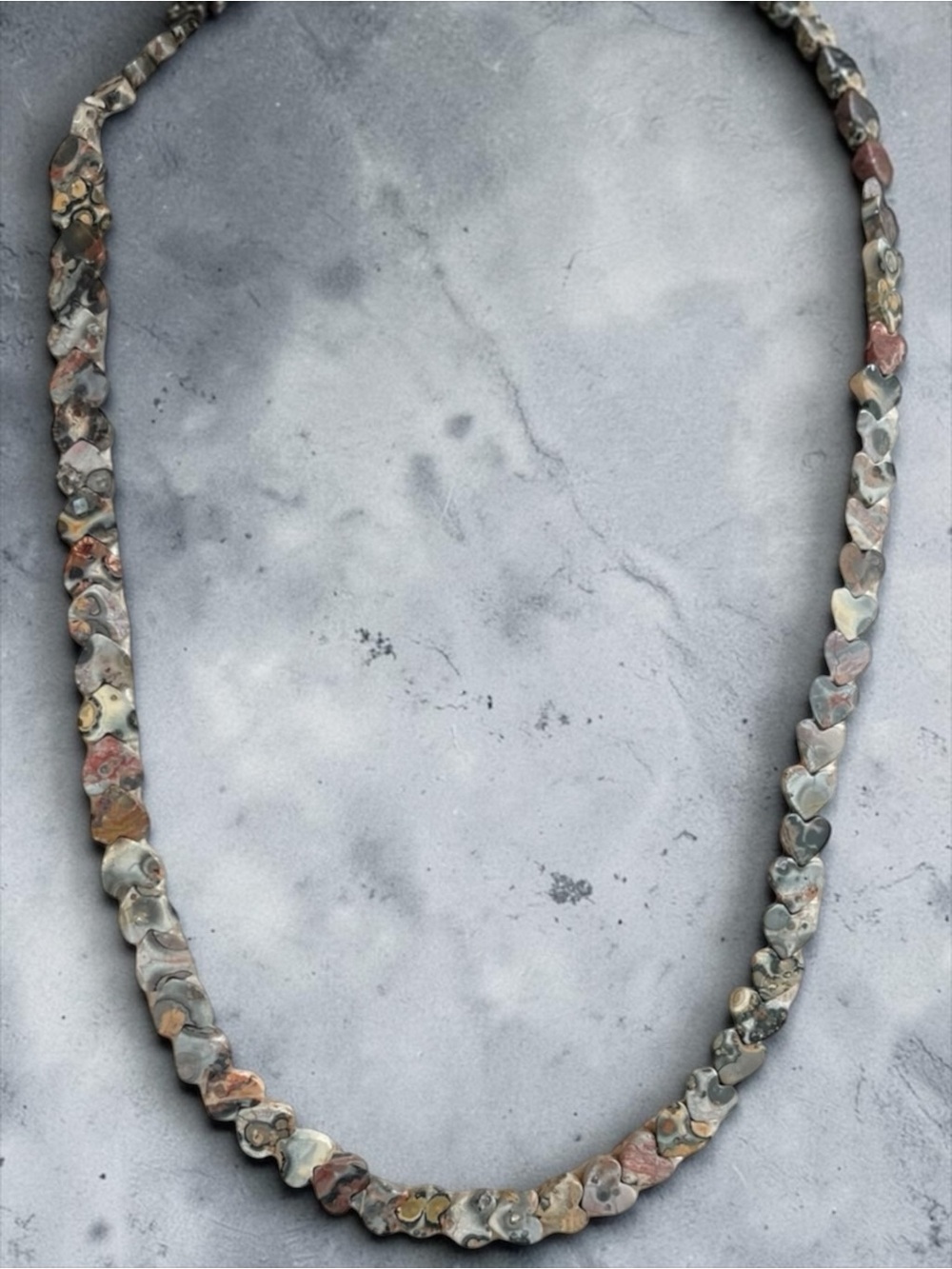 Earth Tone Heart Shaped Stone Choker Necklace